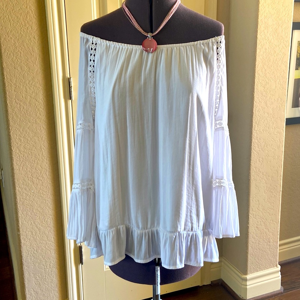 Long-Sleeve White Flowy Too